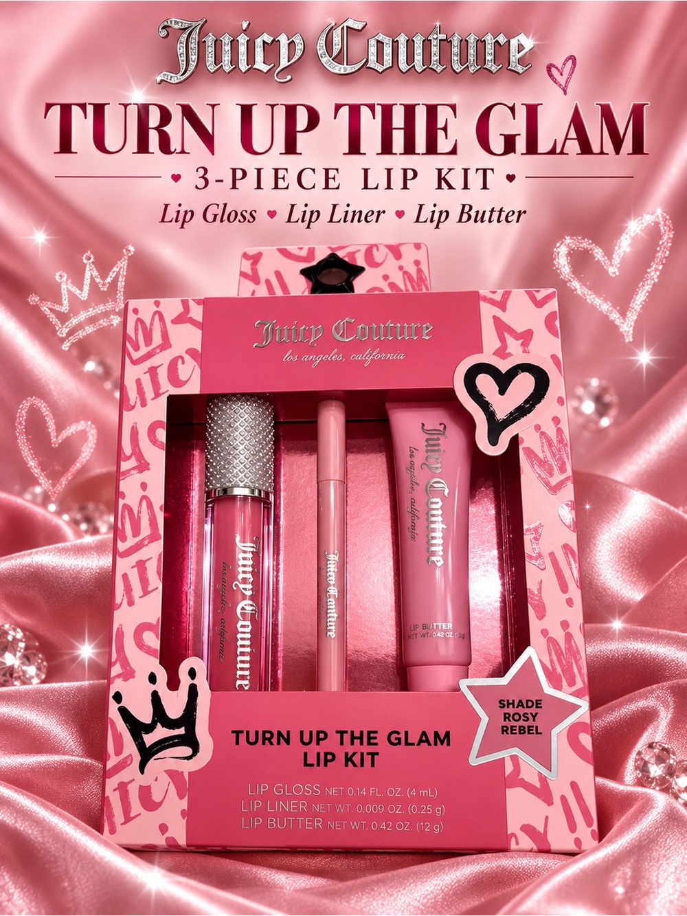 Juicy Couture Turn Up The Glam Lip Kit - Rosy Pink